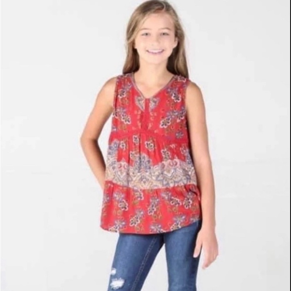 Angie Girls Red Floral Tank XL NWT